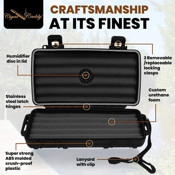 Cigar Caddy 3400 Waterproof Travel Cigar Humidor for 5 Cigars | Christmas Gift - Picture 2 of 3